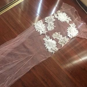 Sheer see through dress swim cover up white large